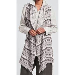 FLAX Lagenlook Western Vest Size M Purple Beige Enwrap Linen Cotton Relaxed Boho